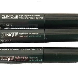 NEW CLINIQUE LOT OF 3 HIGH IMPACT MASCARAS DELUXE TRAVEL SZ 0.14 oz 01 BLACK